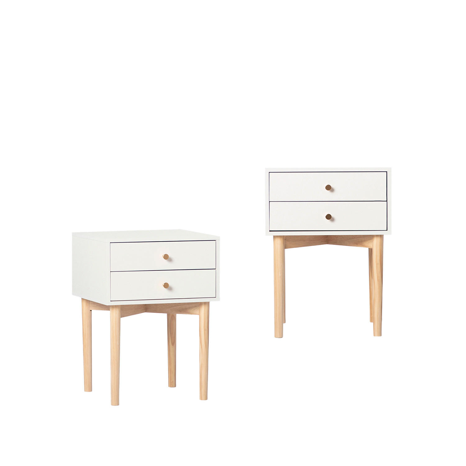 NACHTTISCH 2 SCHUBLADEN Vichy Weiß 40 cm x 56,5 cm 2er-Set - Weiß, Holzwerkstoff (40/56/40cm) - Klast Home