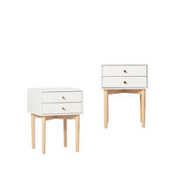 NACHTTISCH 2 SCHUBLADEN Vichy Weiß 40 cm x 56,5 cm 2er-Set - Weiß, Holzwerkstoff (40/56/40cm) - Klast Home