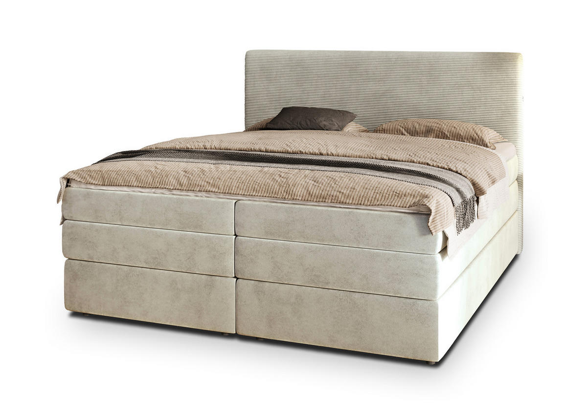 POSTEL BOXSPRING MATERN 160x200 cm, s matrací a úložným prostorem, krémová - krémová, kompozitní dřevo/textil (160/200cm) - MASSENO