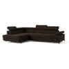 ECKSOFA FAVIEN L-S Braun Velours-Stoff mit Schlaffunktion - Braun, Holz (257/190cm) - MASSENO