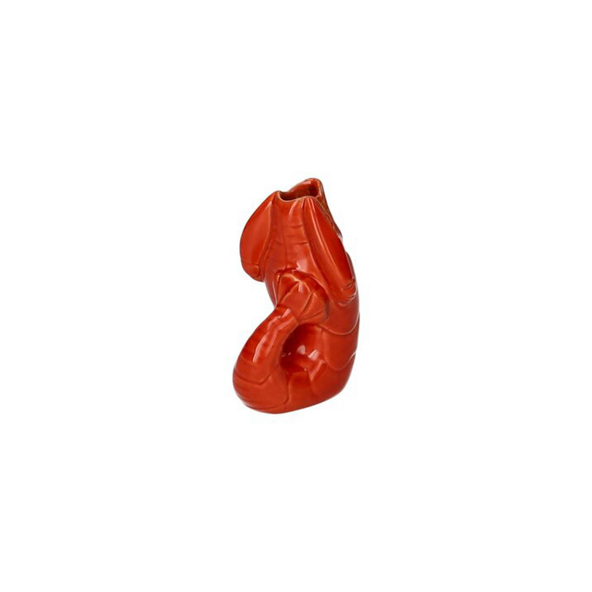 VASE Madame Crevette XS, Hummer-Form, Steingut, Orangerot, H 14 cm - Orange, Keramik (14cm) - Gift Company