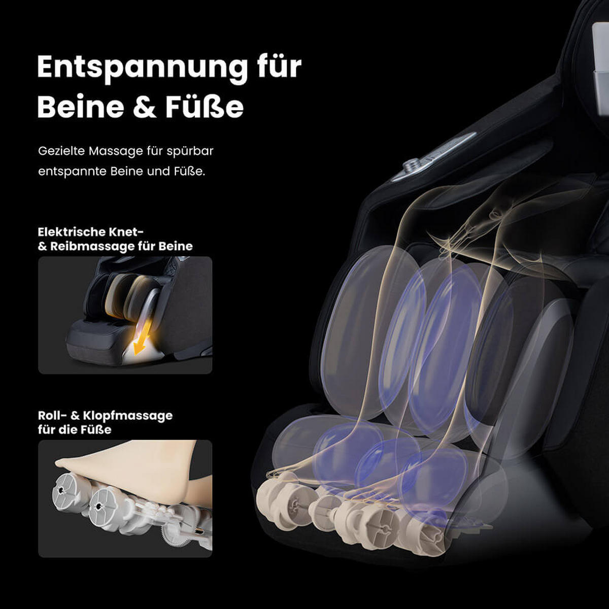 MASSAGESESSEL ALVINA mit Premium Webstoffpolsterung - Schwarz - Schwarz, Kunststoff (76.7/157/116cm) - Home Deluxe