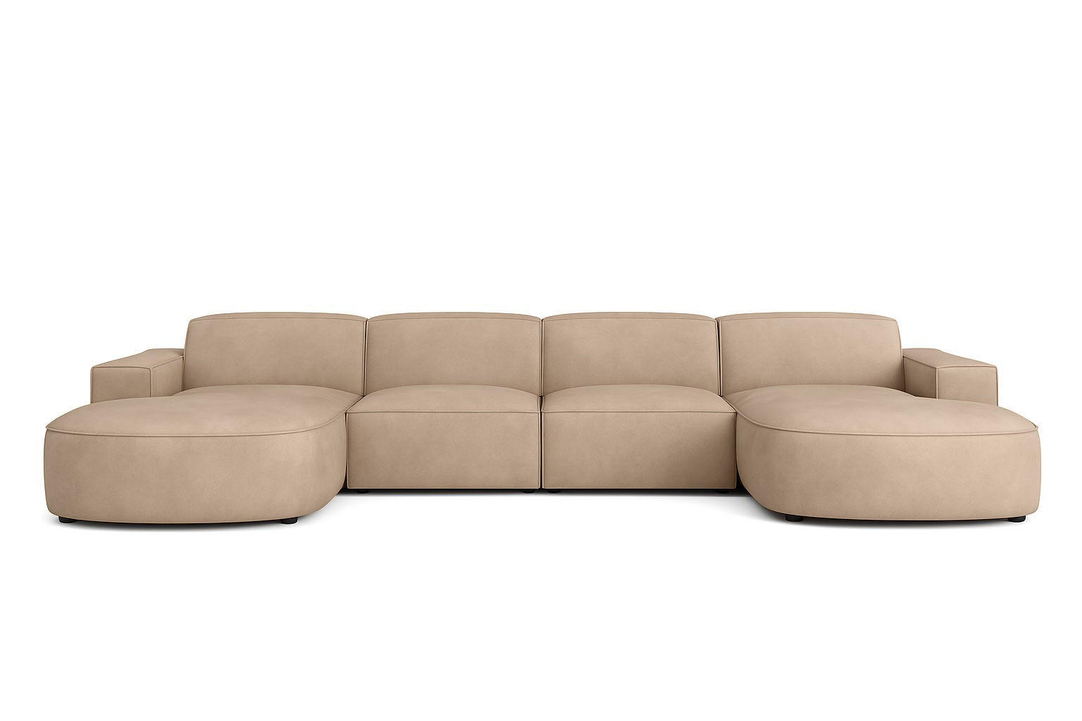 ECKSOFA Cursal Round U-Form, Stoff Salvador, Beige - Beige, Holz (364/166cm) - Kaiser Möbel