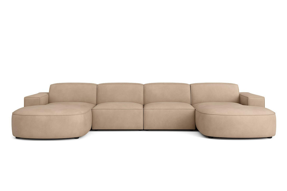 ECKSOFA Cursal Round U-Form, Stoff Salvador, Beige - Beige, Holz (364/166cm) - Kaiser Möbel