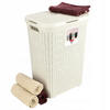 WÄSCHEKORB mit Deckel 60L, creme - Creme, Kunststoff (45/61cm) - KADAX