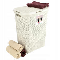 WÄSCHEKORB mit Deckel 60L, creme - Creme, Kunststoff (45/61cm) - KADAX