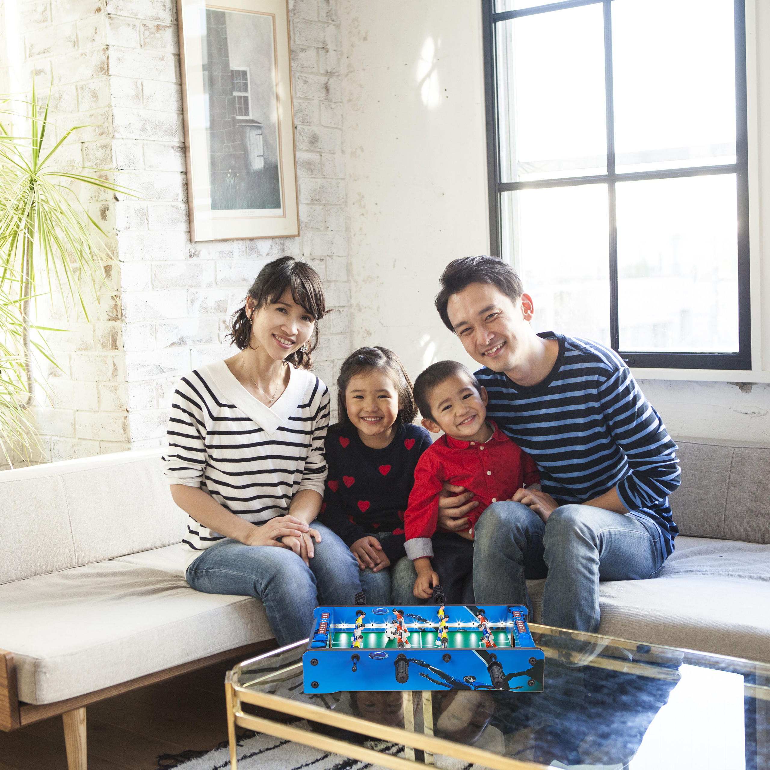 TISCHKICKER LED - Blau, Holzwerkstoff/Kunststoff (51/51cm) - Relaxdays