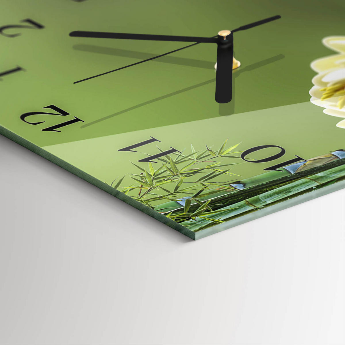 WANDUHR 30x30 cm - Lilie - Grün, Glas (30/30/0.4cm) - TULUP