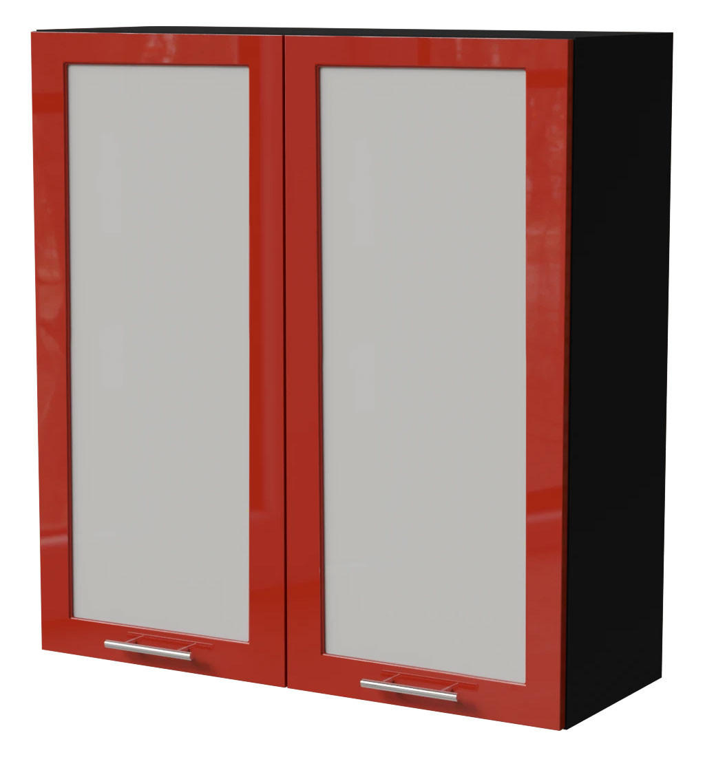 HÄNGESCHRANK Brerra W4S/90 Schwarz / RAL 3002 karminrot Hochglanz 90 / 32,5 / 96cm - Rot/Schwarz, Holz/Holzwerkstoff (90/96/32.5cm) - Feldmann-Wohnen