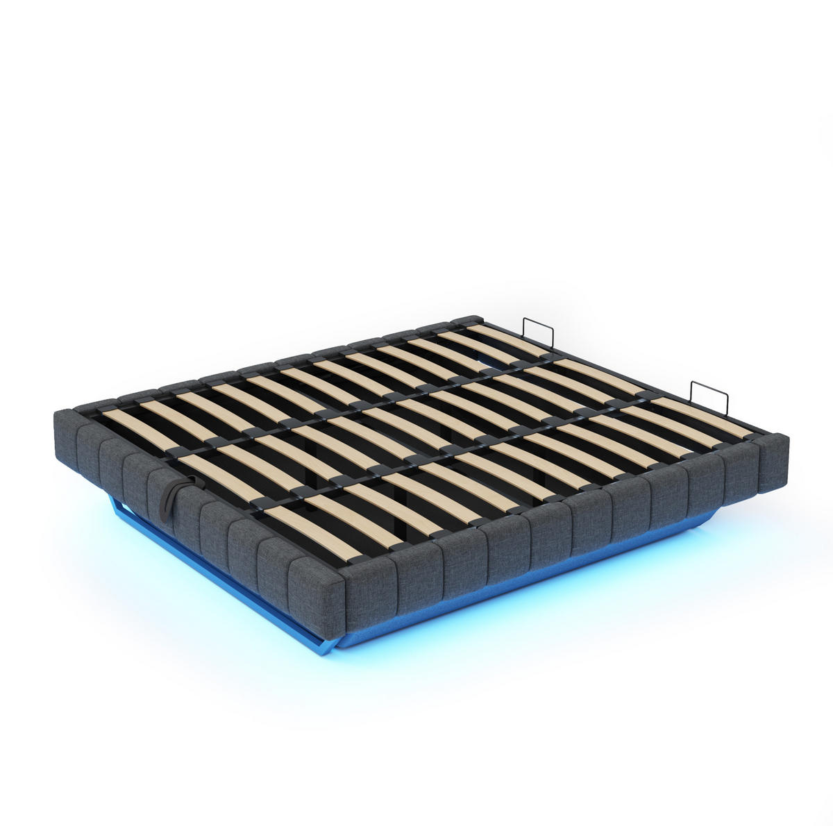 ČALOUNĚNÁ postel 180/200 cm, čalouněná, šedá, s úložným prostorem a LED osvětlením - šedá, textil (180/200cm) - BEAOK