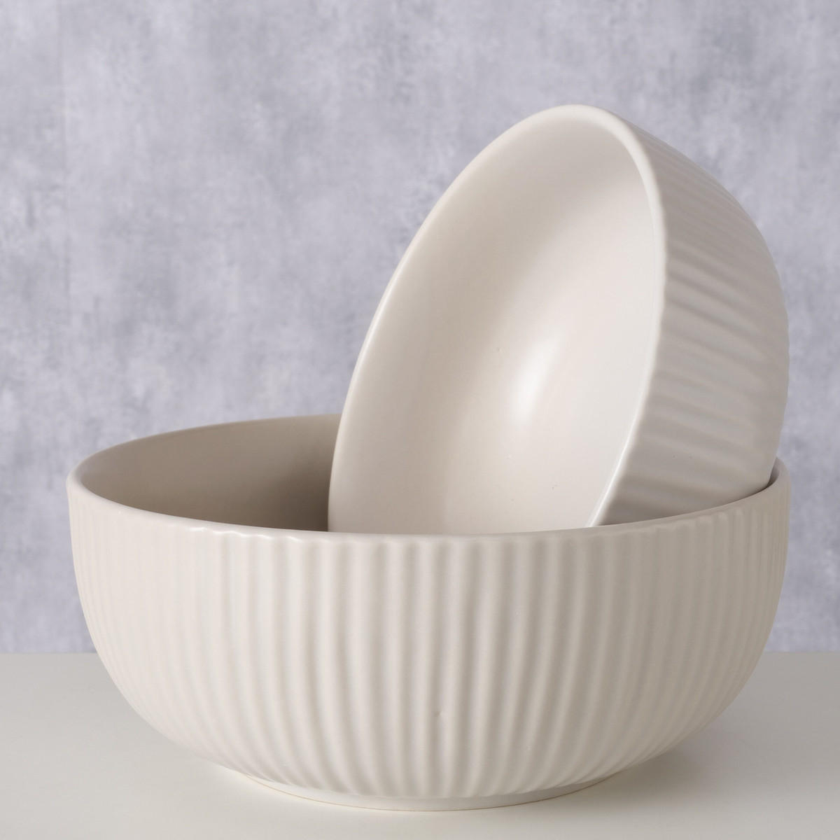 KERAMIKSCHALEN Ensa Ø 18,5-22 cm 2er-Set - Beige, Keramik (22cm) - Boltze Home