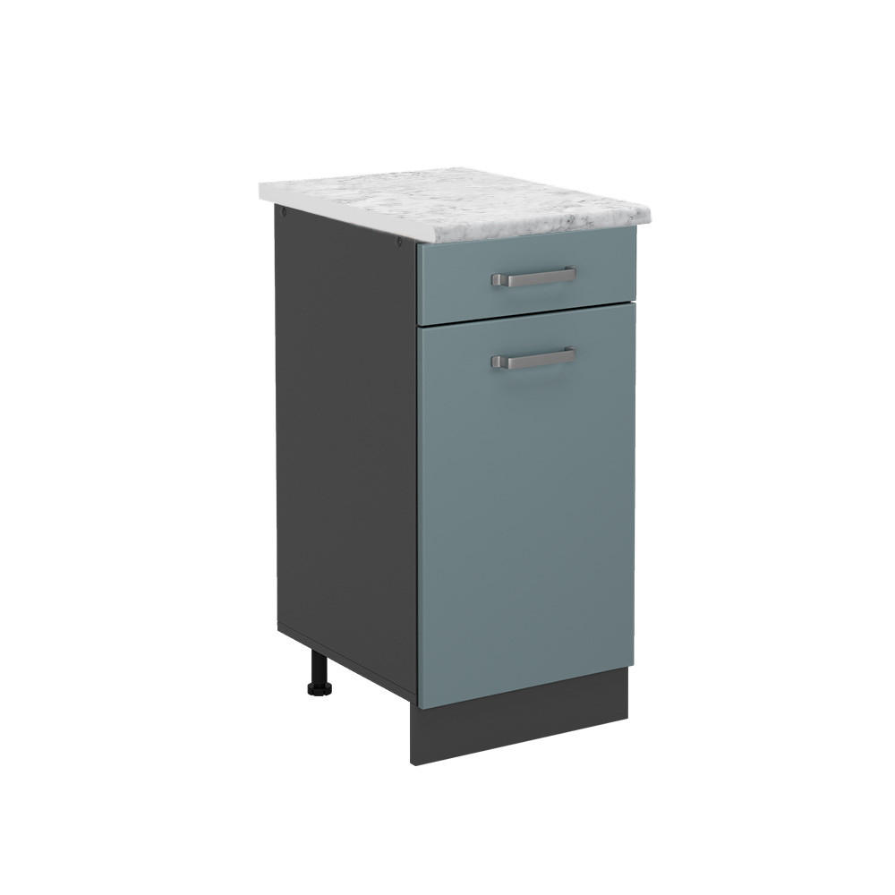 KÜCHENUNTERSCHRANK R-Line Blau-Grau 40 cm AP Marmor - Anthrazit/Blaugrau, Holzwerkstoff (40/81.6/60cm) - Vicco