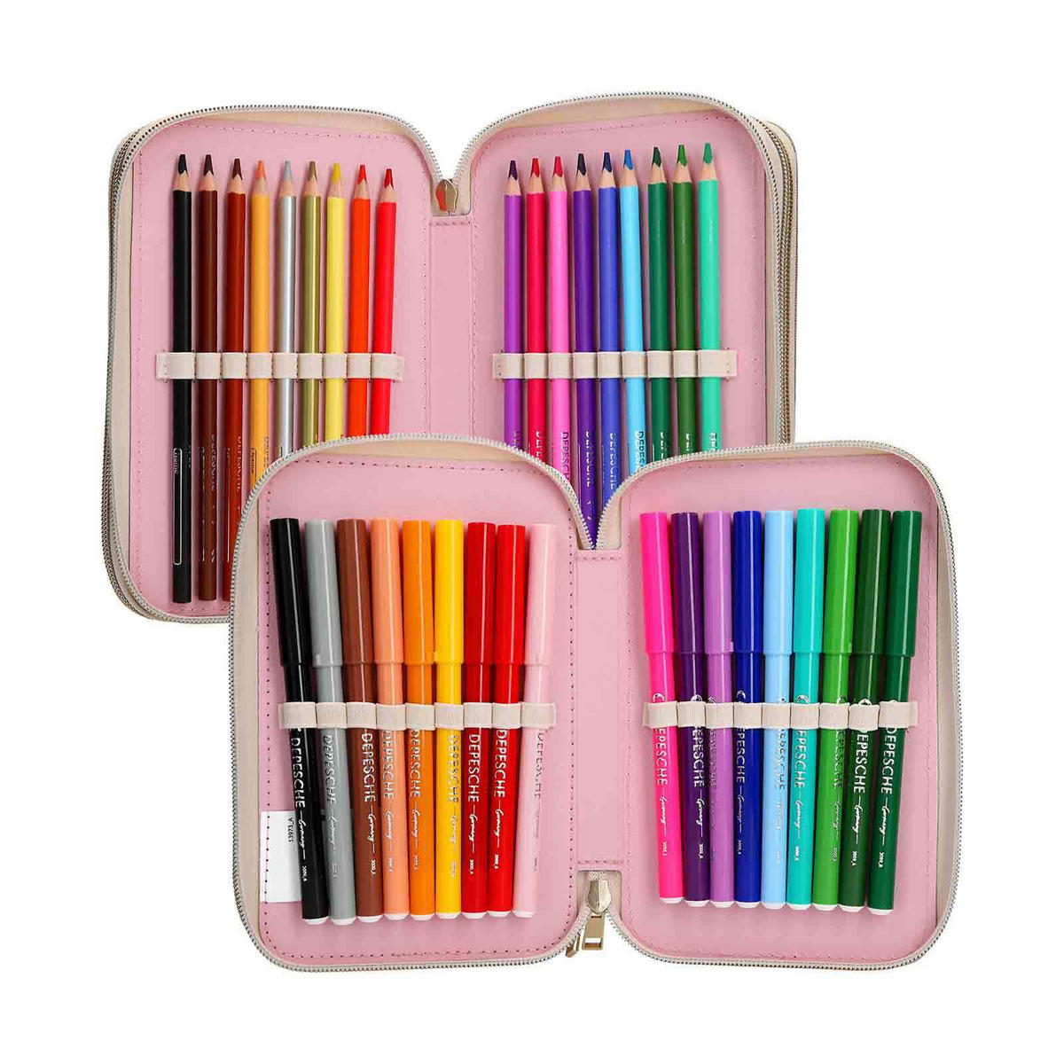 3-FACH FEDERTASCHE CLASSIC INKL. STIFTE Miss Melody rosa 7,5 x 13 x 20 cm - Rosa, Kunststoff (13/20/7.5cm) - Depesche Germany