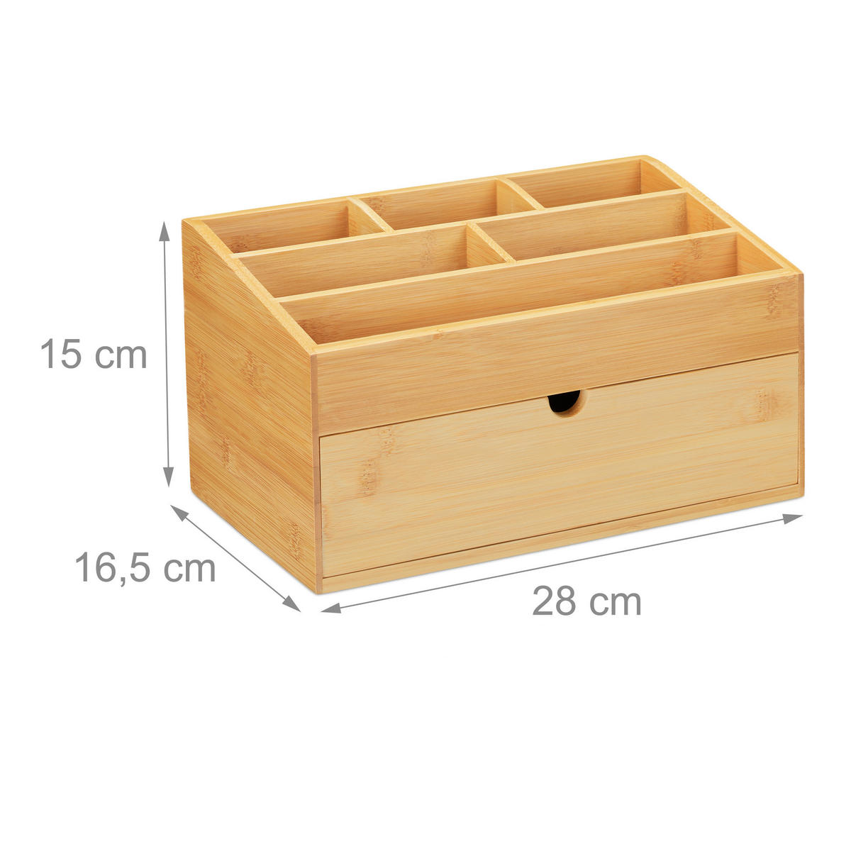 SCHREIBTISCHORGANIZER - Hellbraun, Holz/Holzwerkstoff (16.5/28/15cm) - Relaxdays