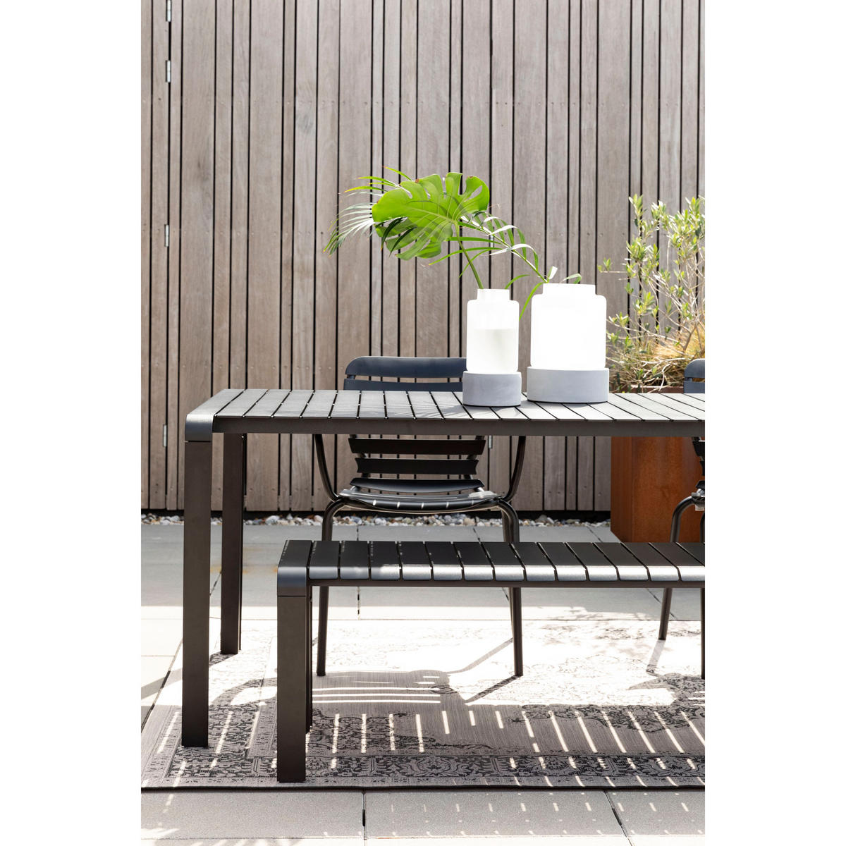 GARTENTISCH Vondel 214x97 cm Schwarz - Schwarz, Metall (214/96.7/75cm) - Zuiver