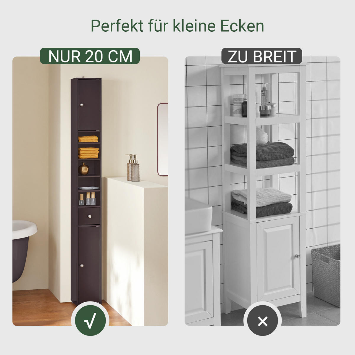 HOCHSCHRANK Braun - Dunkelbraun, Holzwerkstoff (20/180/20cm) - SoBuy