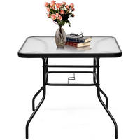 GARTENTISCH Bistrotisch Schwarz - Schwarz, Metall (81/81/71cm) - COSTWAY