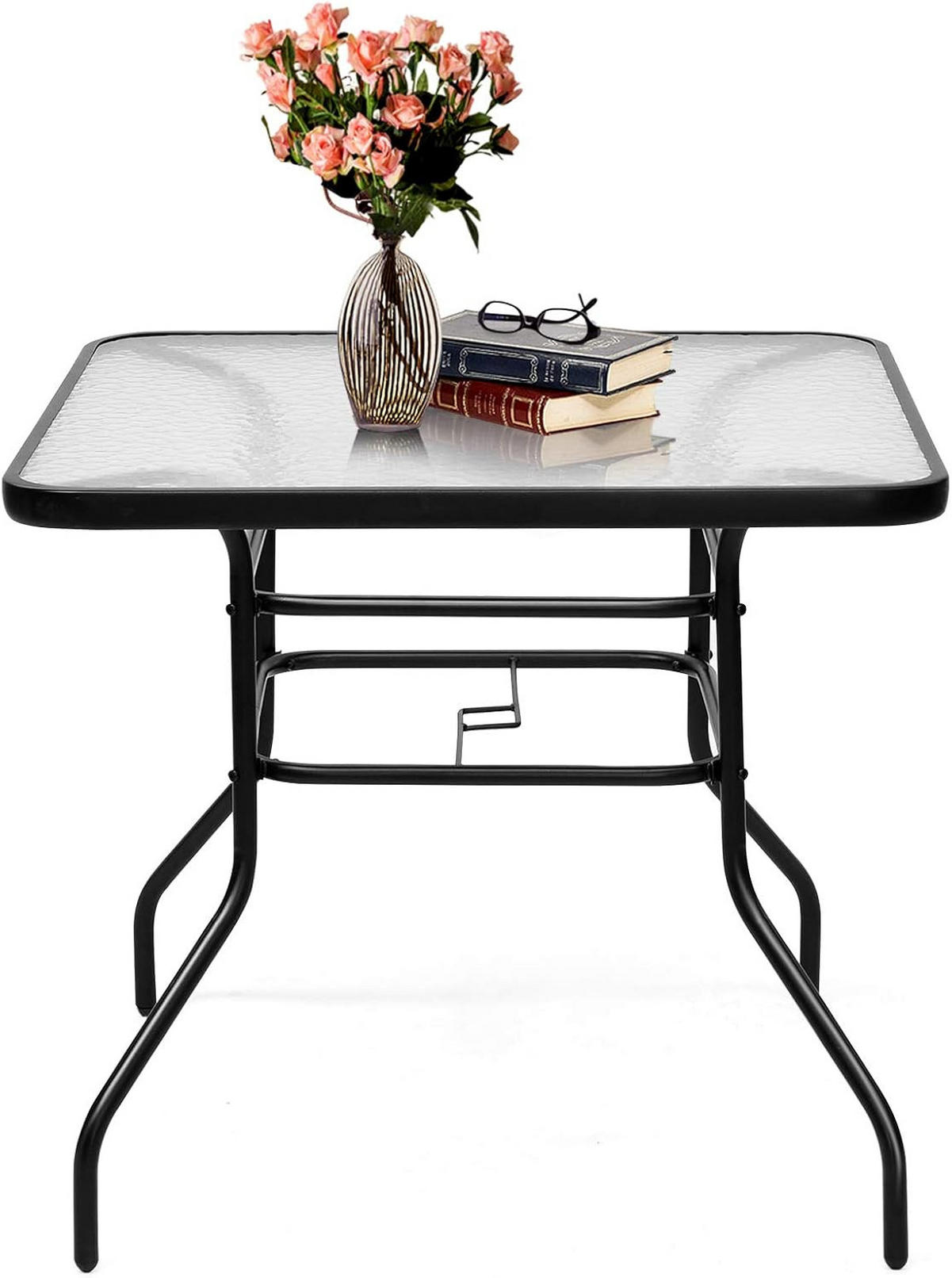 GARTENTISCH Bistrotisch Schwarz - Schwarz, Metall (81/81/71cm) - COSTWAY