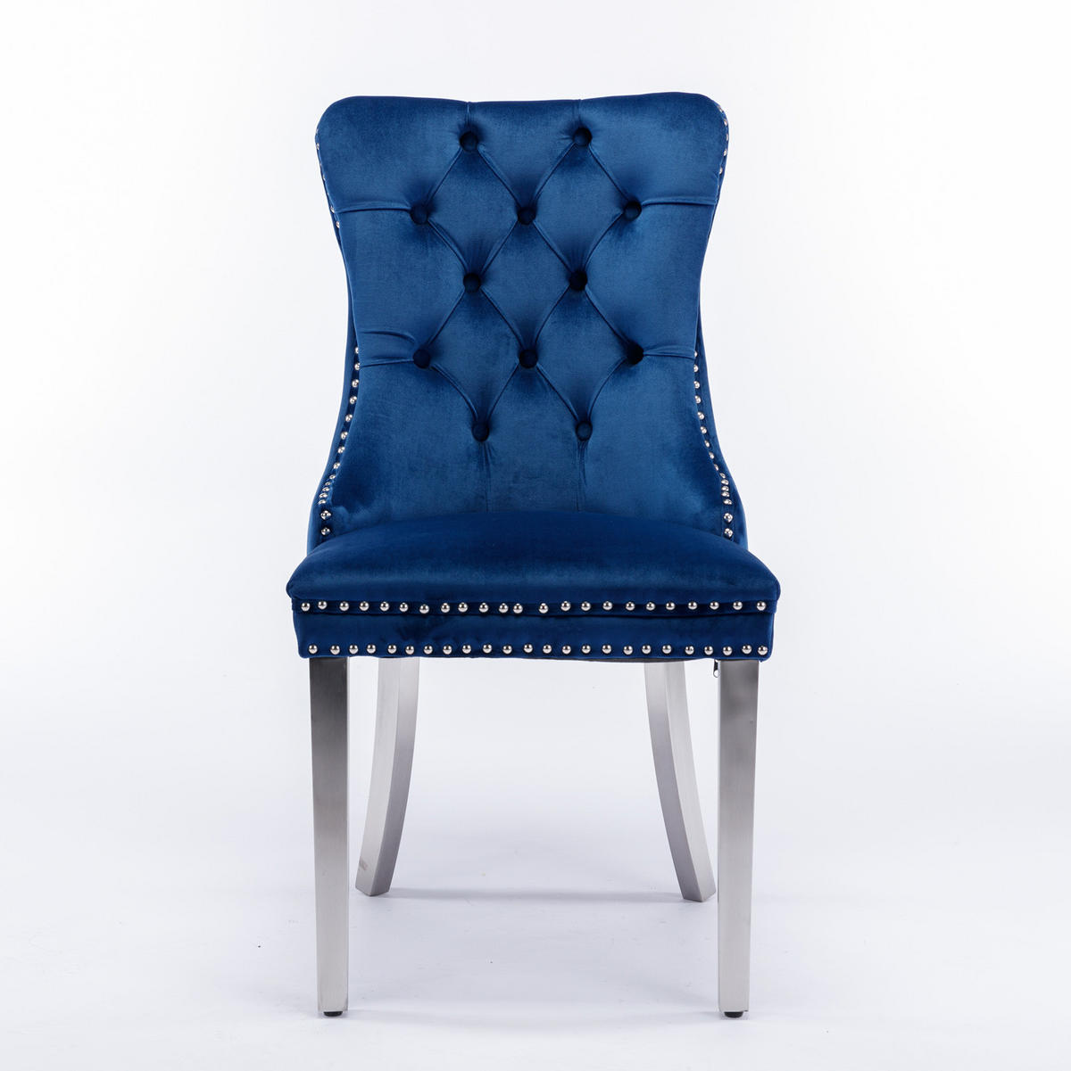 ESSZIMMERSTUHL mit hoher Rückenlehne 2er-Set Samt Blau - Blau, Metall (50/95/65cm) - Meubliv
