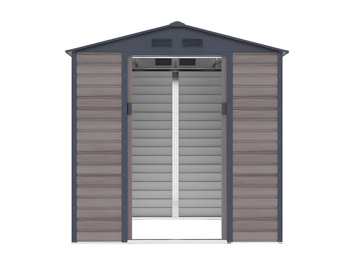 SCHREBERGARTENHAUS - 203 cm x 181 cm - metall - anthrazitgrau, naturfarben dunkel Adelmo - Grau, Metall (203/213/181cm) - Vente-Unique