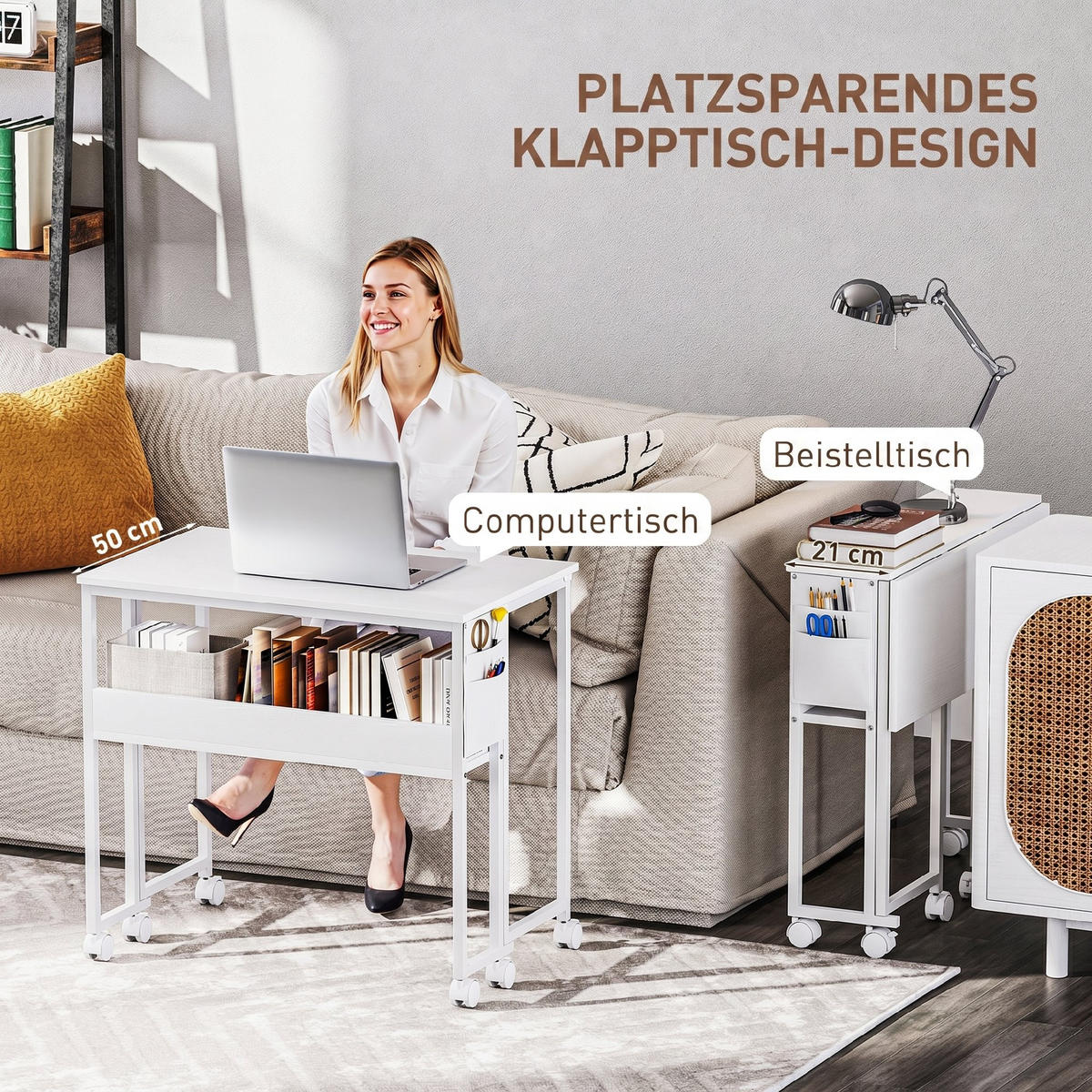 SCHREIBTISCH Weiß 50.0/80.0/75.0 cm - Weiß, Holzwerkstoff (50/80/75cm)