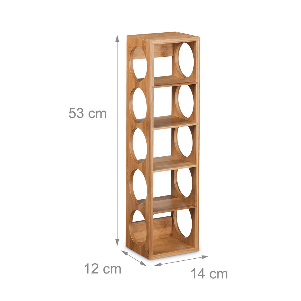 Thumbnail - Relaxdays 2Xweinregal, Hellbraun, Holz, 14x53x12 cm, Wohnzimmer, Regale, Weinregale