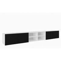TV-SCHRANK Weiß Schwarz LION Offene Mit Regalen 300 cm - Schwarz, Holzwerkstoff (300/41/40cm) - Sepro Meble