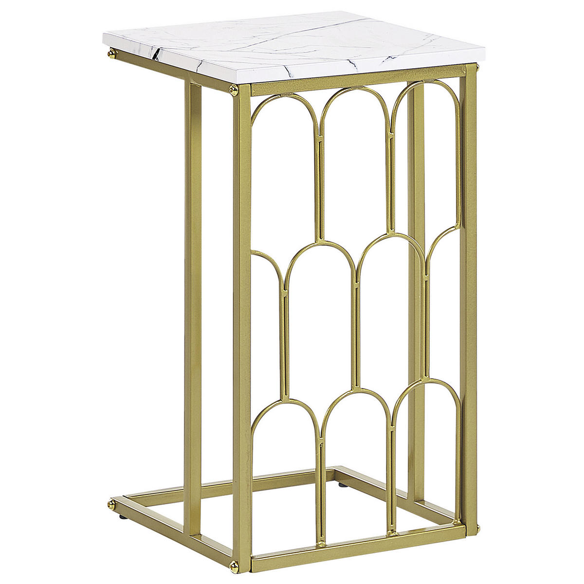 BEISTELLTISCH Marmor Optik weiß/gold Pandale - Goldfarben/Weiß, Metall (30/30/54cm) - Beliani