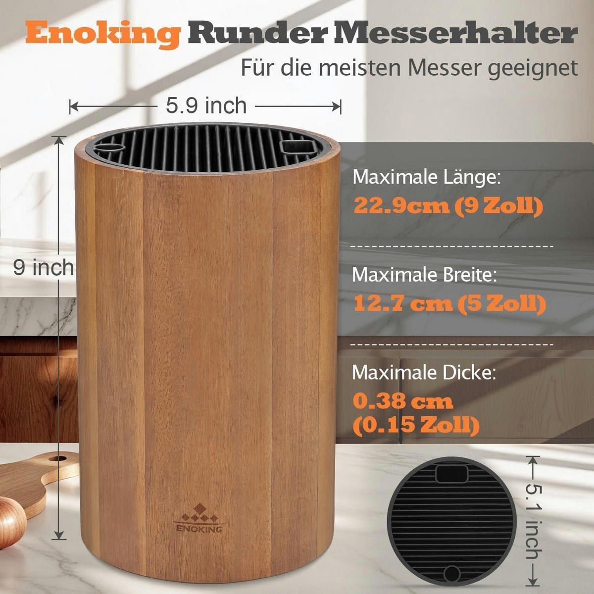 MESSERBLOCK Akazienholz Universal - Braun, Holz (15/23.5/15cm)