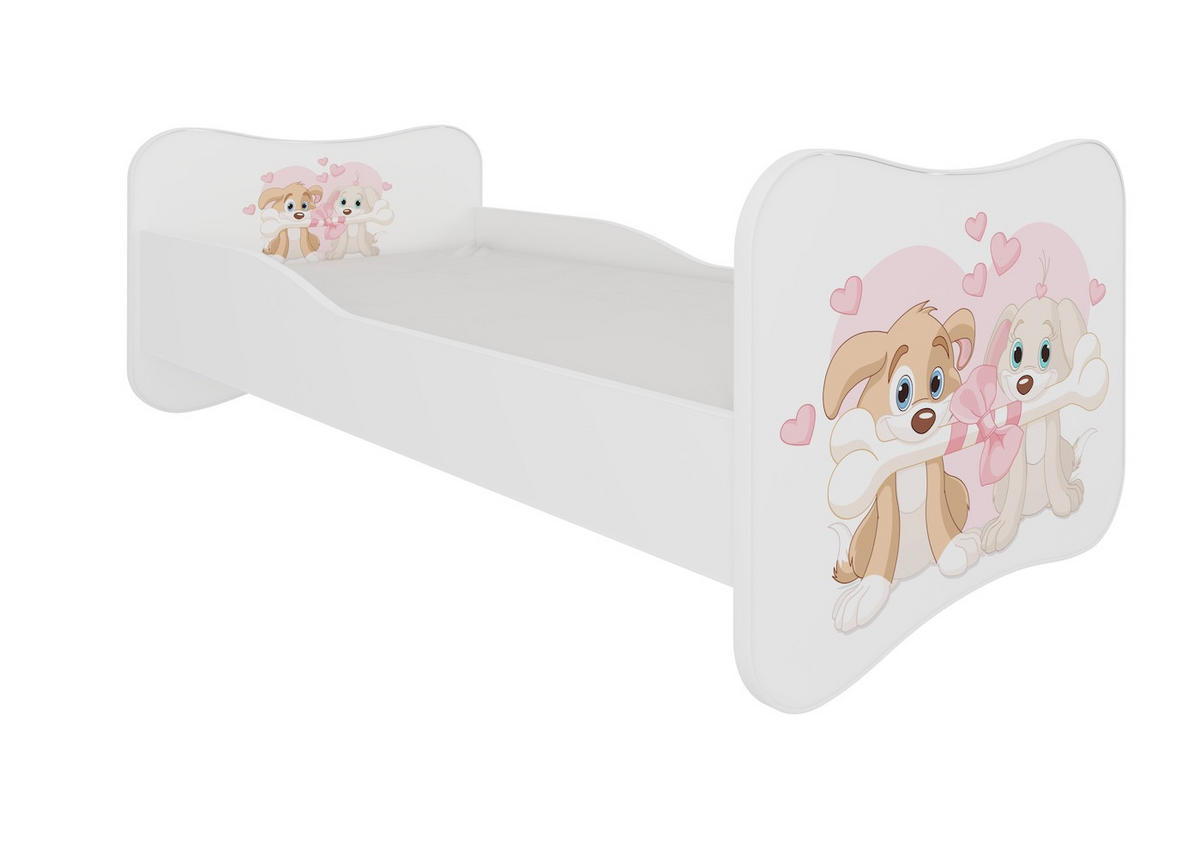 KINDERBETT Gonzalo weiß / pink 88 / 164 / 63cm - Pink/Weiß, Holz/Holzwerkstoff (80/160cm) - Feldmann-Wohnen