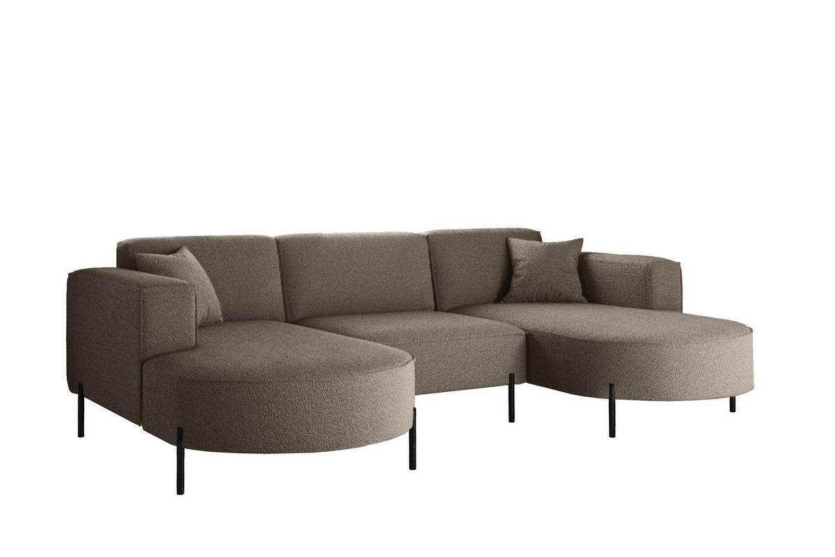 ECKSOFA Designer Modena U Rein stoff Quelle Braun - Braun, Holz (165/299cm) - Kaiser Möbel