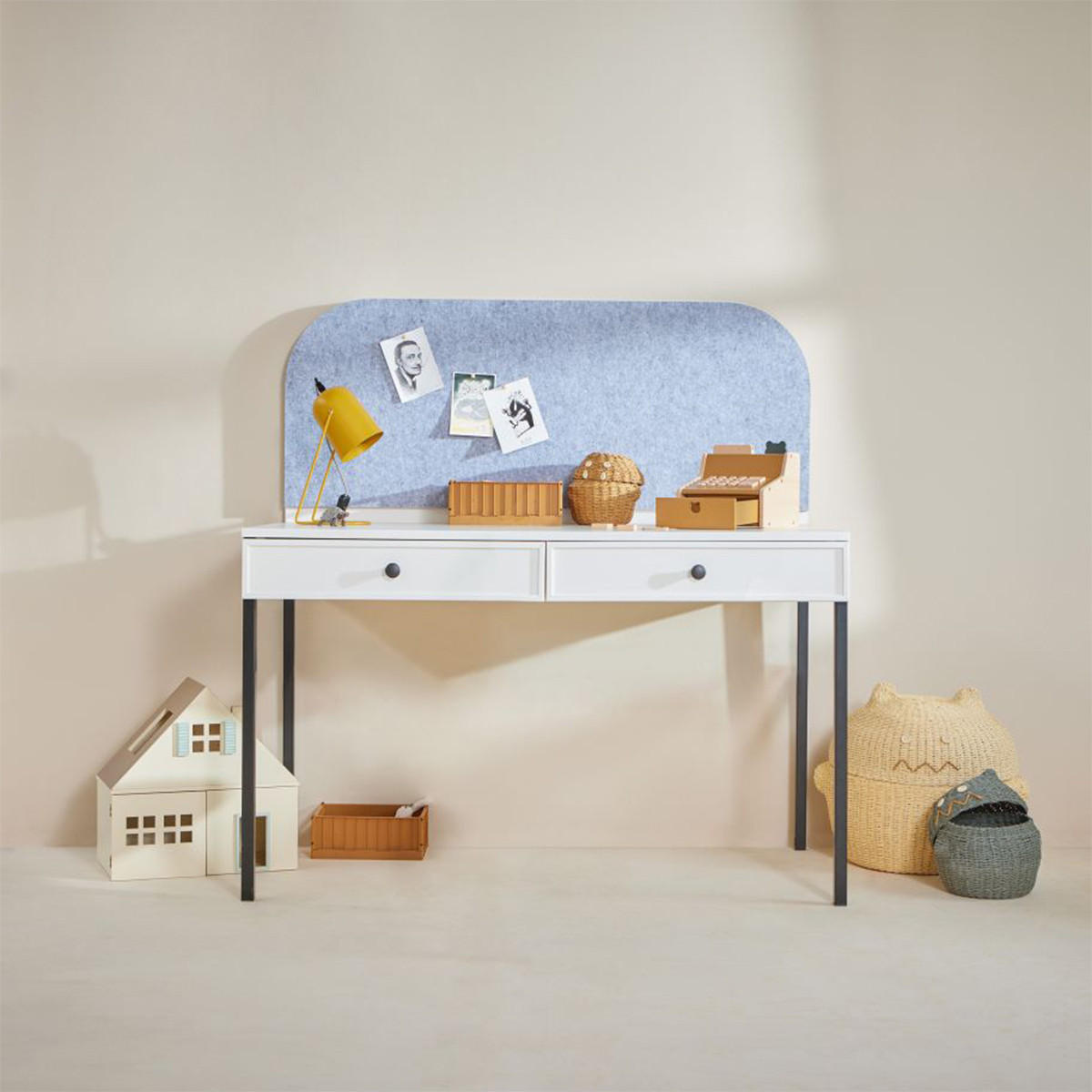 PSACÍ STŮL Lumi Černobílý - bílá, kompozitní dřevo (64/120/126.5cm) - Petits-meubles