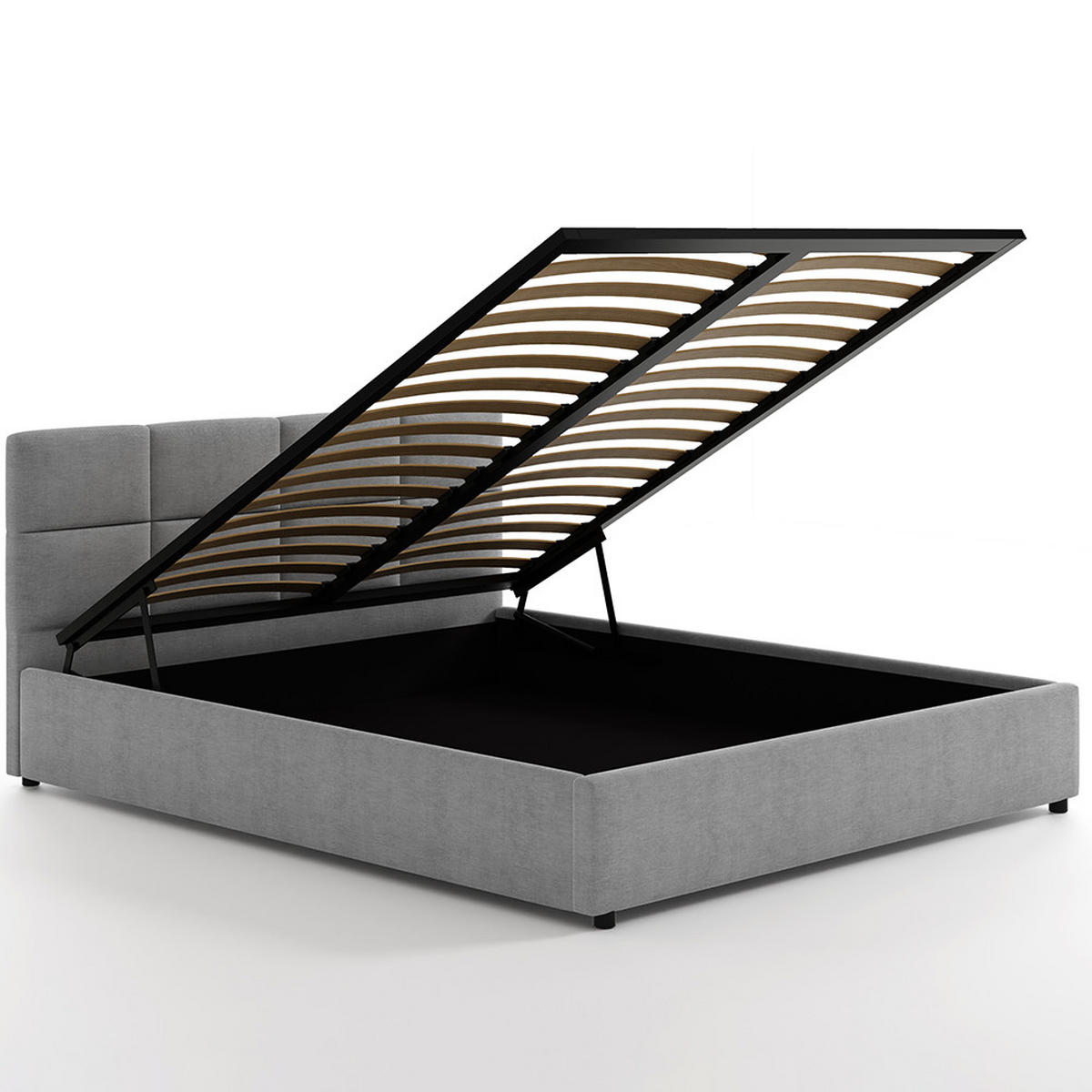 POLSTERBETT 140×200 mit Bettkasten und Lattenrost Mika 028-28 Grau Geflochten - Grau, Holz/Textil (140/200cm) - Jana