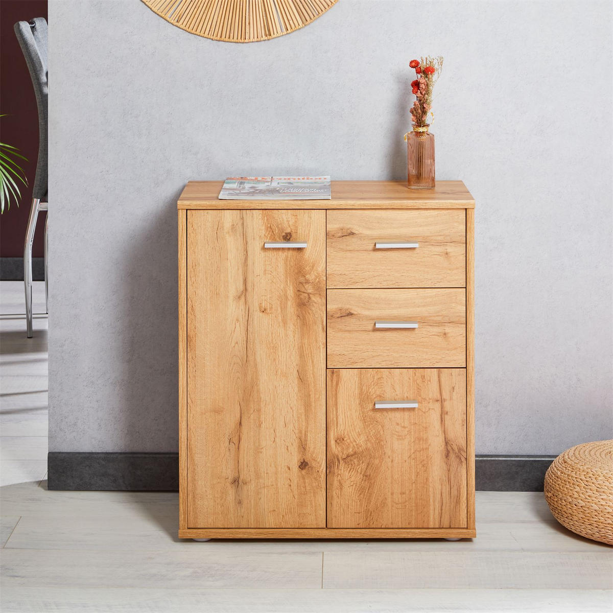 KOMMODE LOCARNO - Eiche Wotan, Holzwerkstoff (60/70/30cm) - CARO-Möbel