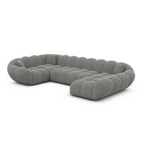 WOHNLANDSCHAFT Liva Grau Strukturstoff U-Form XL Rechts - Grau, Textil (193/70/323cm) - VAROYAL