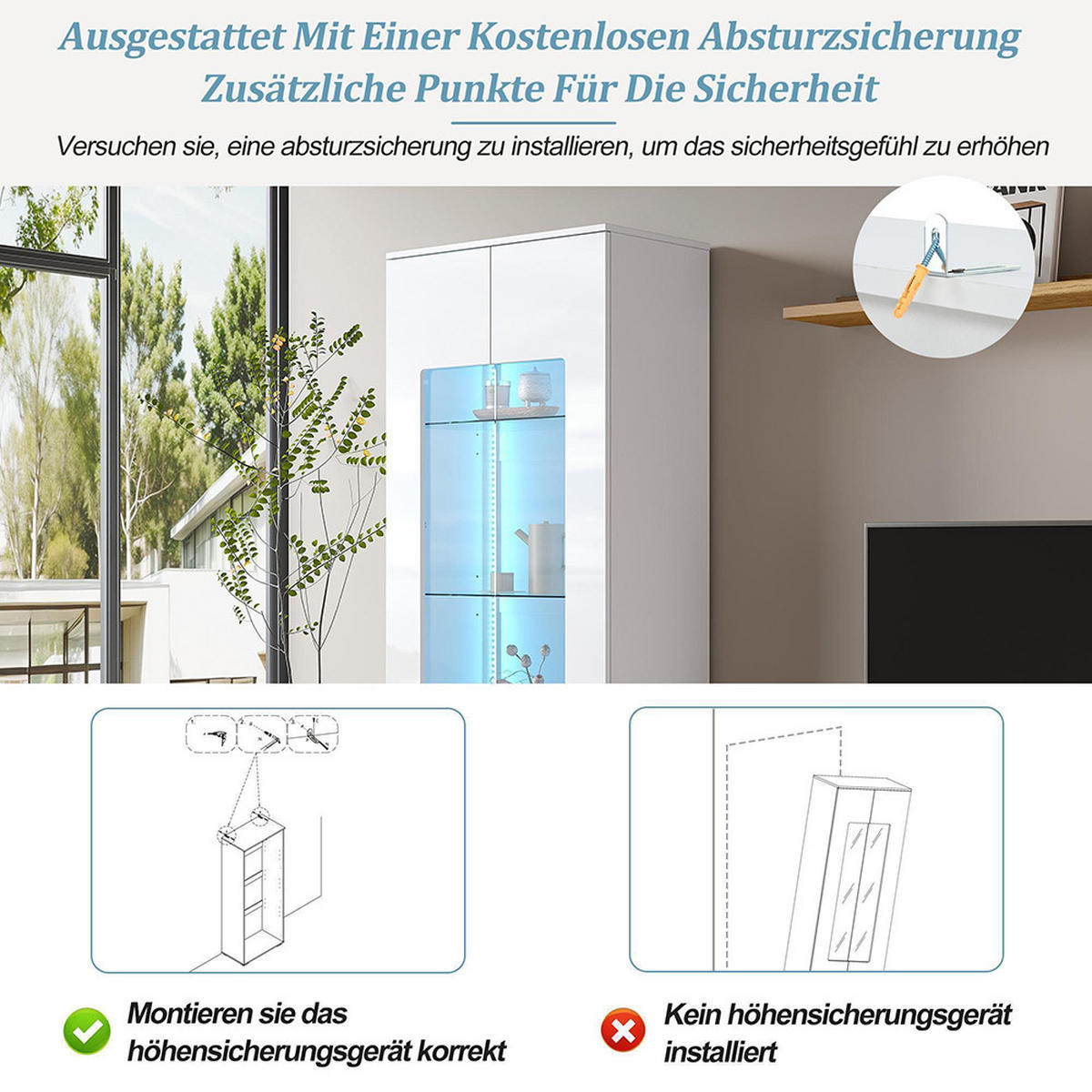 VITRINE 70x40x173cm in Weiß - Weiß, Holzwerkstoff (40/173/70cm) - KOMHTOM