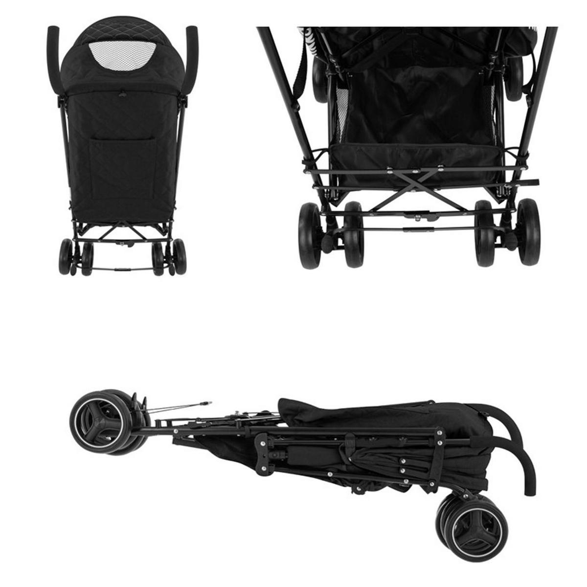 KINDERWAGEN Käfer black Stahlrahmen, Korb, abnehmbare Vorderräder, Fußstütze - Schwarz, Metall (78/48/104cm) - Kikka boo