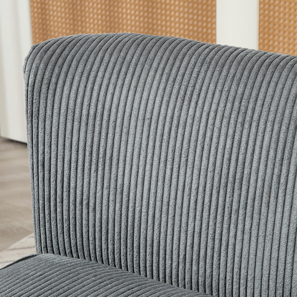 2 Sitzer Sofa, Gepolsterte Couch mit Kordoptik, Holzbeine für Wohnzimmer, Grau - Naturfarben/Grau, Holz/Textil (56.5/77/117cm) - HOMCOM