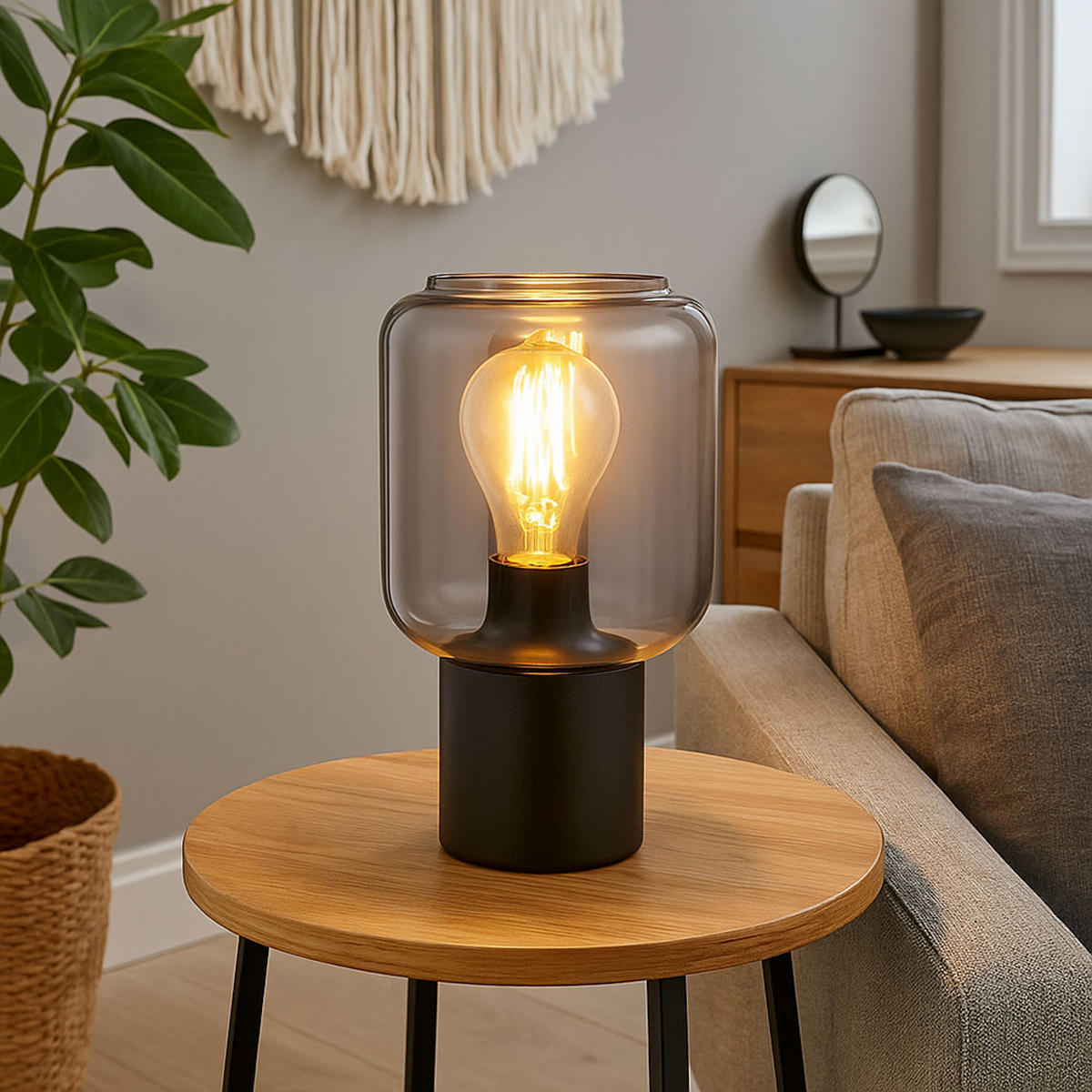 LED TISCHLEUCHTE Metall Grau 2er Set - Grau, Glas (13/13/24cm) - Globo Lighting