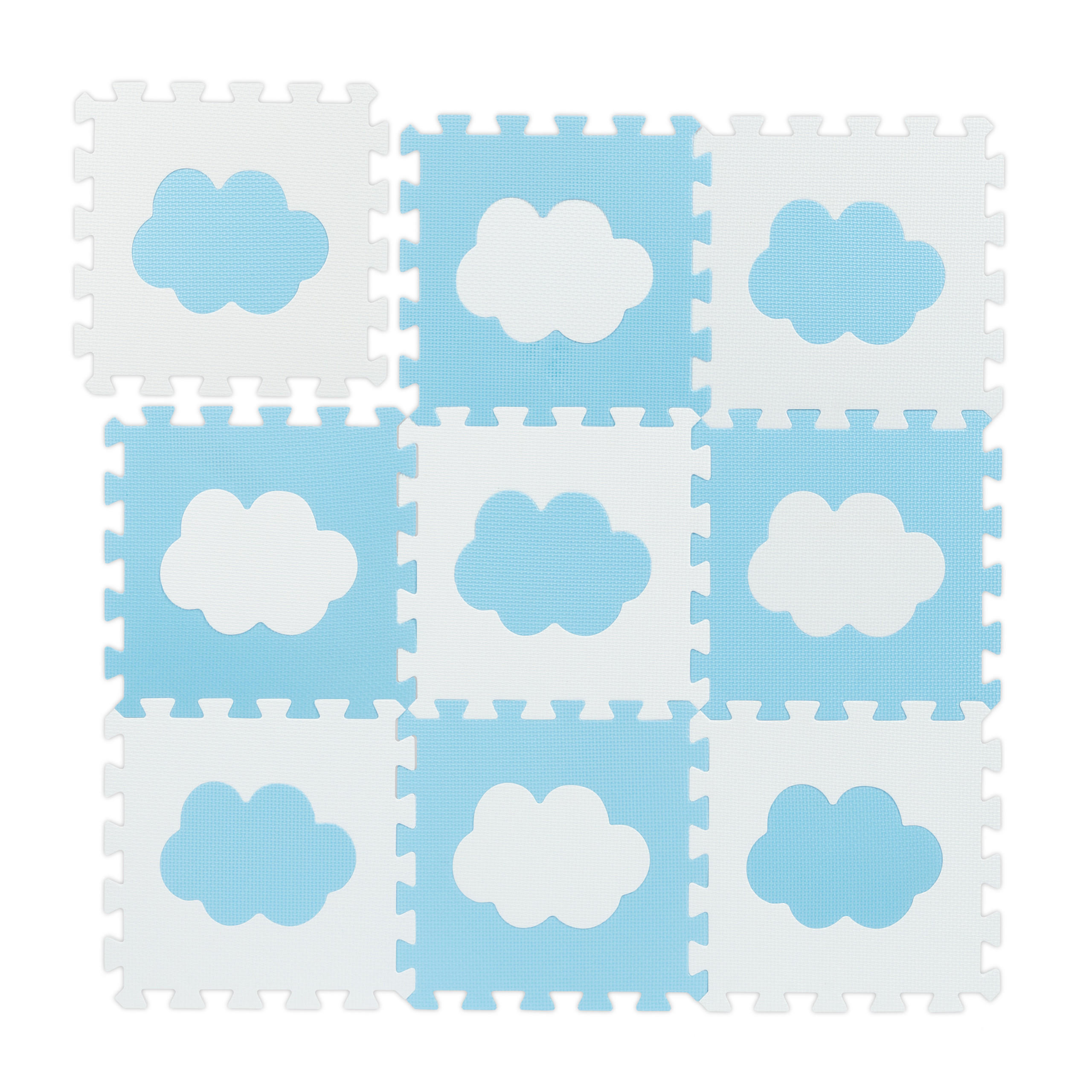 PUZZLEMATTE - Blau/Weiß, Kunststoff (31.5/31.5cm) - Relaxdays