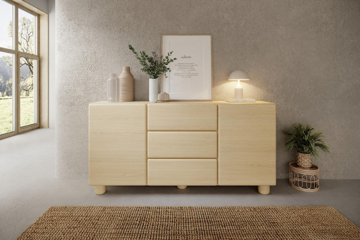 KOMMODE mit Schubladen Bloom, Boho, 160 cm, Eiche Vicenza - Eichefarben, Holz (160/80/38cm) - Emporius
