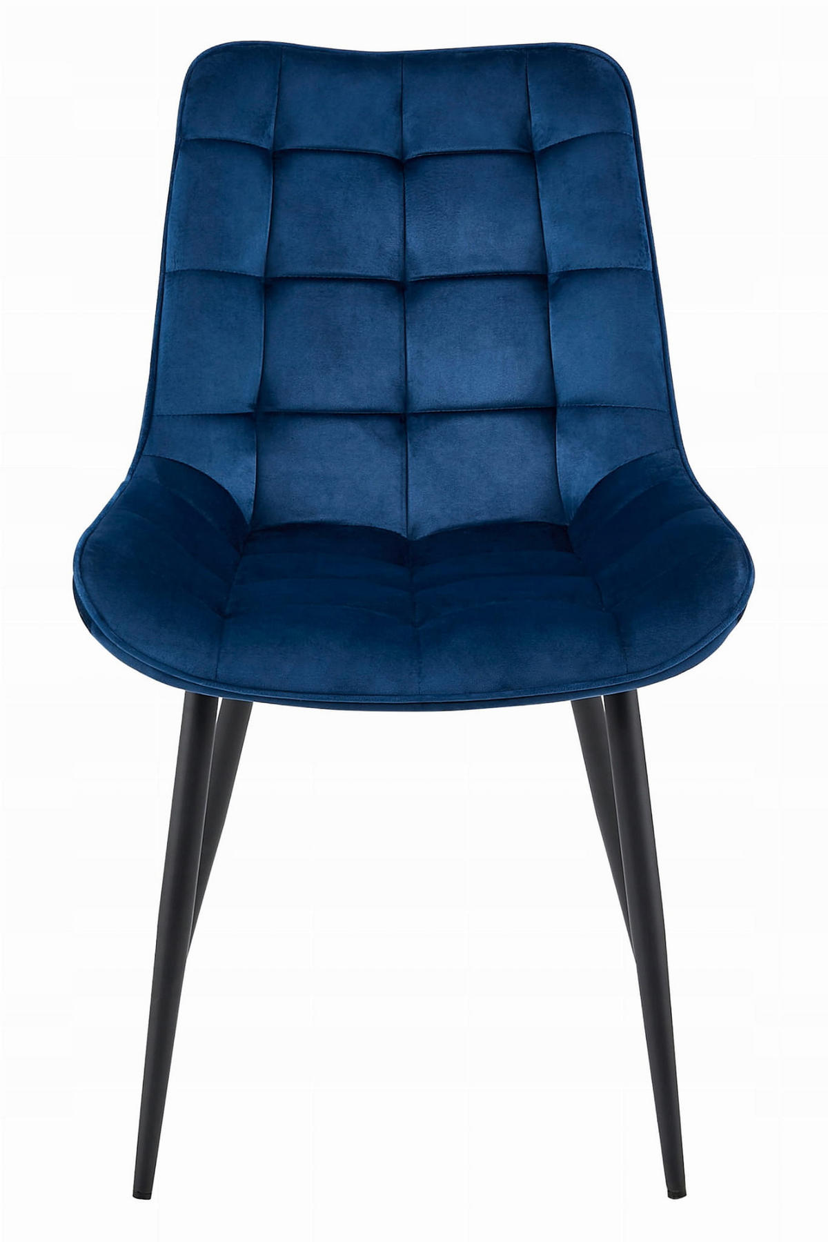 STUHL BARDI 2-er Set, Blau, Schwarz, mit Samtstoff gepolstert - Grün, Textil/Metall (49/83/58cm) - Komodee