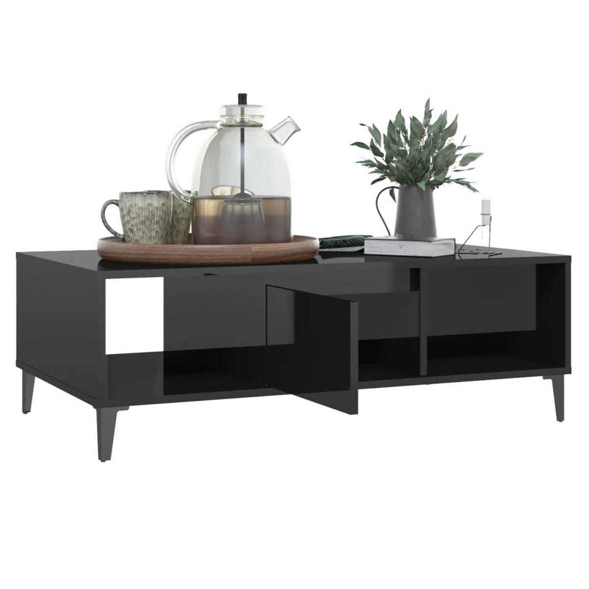 COUCHTISCH Hochglanz-Schwarz 103,5x60x35 cm Holzwerkstoff - Schwarz, Holzwerkstoff (103.5/60/35cm) - furnicato