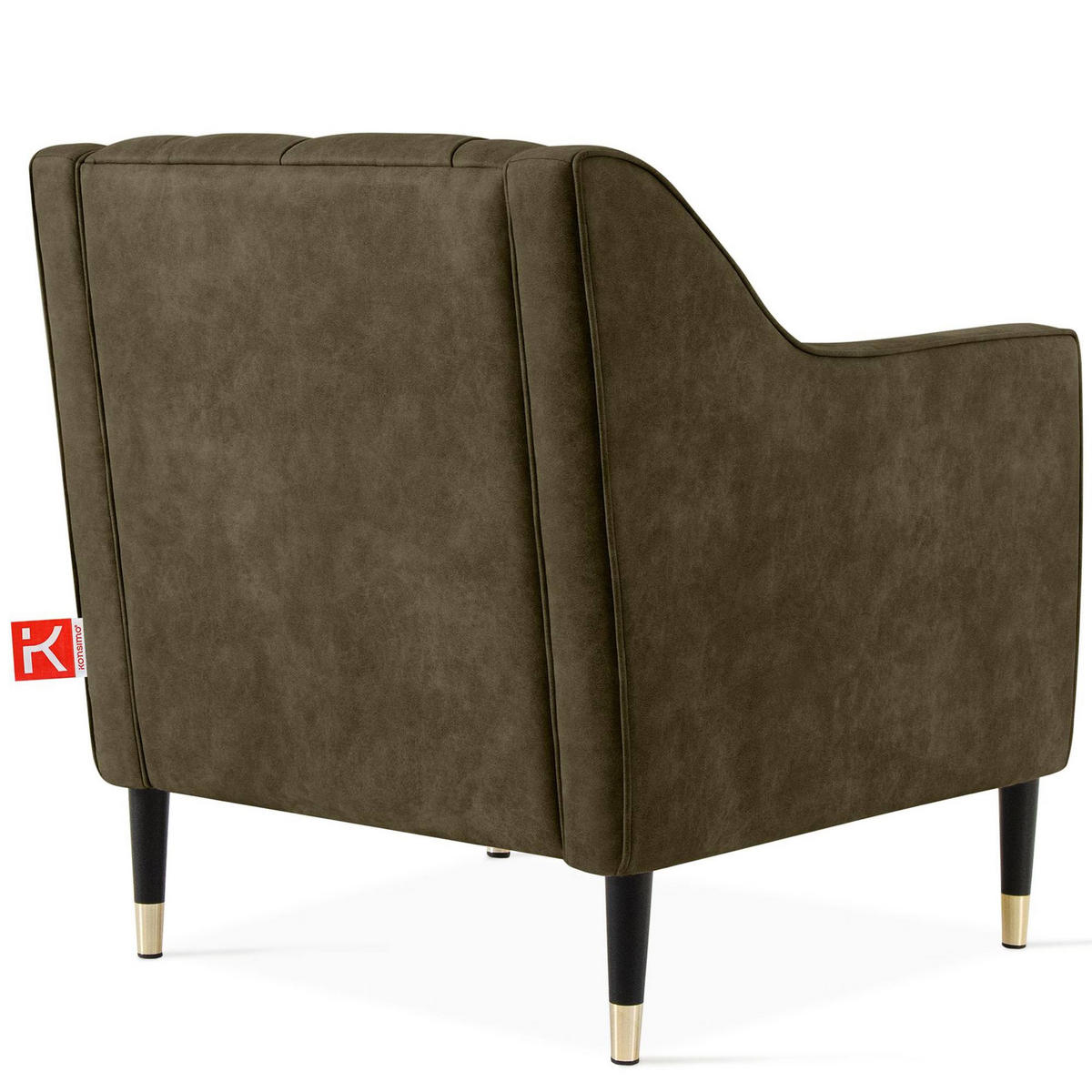 SESSEL NOMUS Kunstleder, gesteppt, Olivgrün - Wengefarben/Olivgrün, Holz/Holzwerkstoff (77/78/80cm) - KONSIMO®