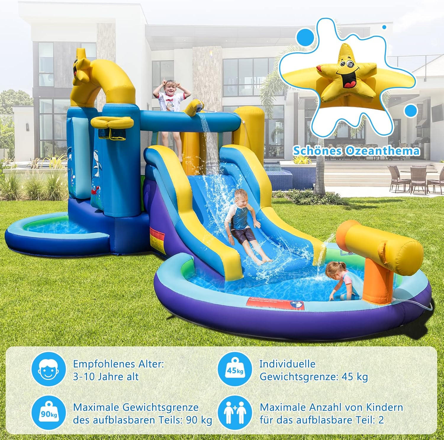 HÜPFBURG 220cm Multicolor - Multicolor, Kunststoff (490/290/220cm) - COSTWAY