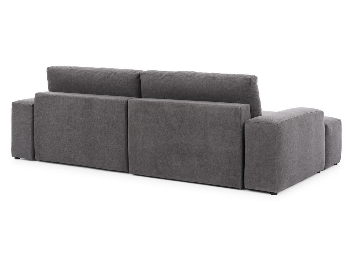 ECKSOFA Lennon aus Graphit Strukturstoff mit Schlaffunktion und Bettkasten - Graphitfarben/Schwarz, Holz/Kunststoff (137/264cm) - S-Style