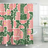 DUSCHVORHANG Boho geometrisch abstrakt floral Polyester wasserdicht mit Haken - Multicolor, Textil (180/180cm) - MCBOSON