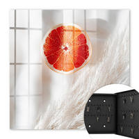 SCHLÜSSELBOX Schwarz 30x30 cm- Türöffnung nach rechts - Rote Grapefruit und Boho-Gras - Weiß, Metall (30/30/5cm) - TULUP