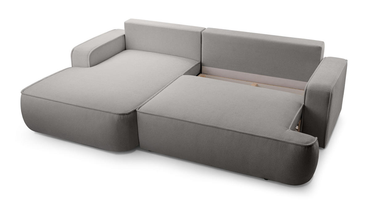 ECKSOFA L Form Ablia Hellgrau 267/168/87 cm mit mit Schlaffunktion L - Hellgrau/Schwarz, Kunststoff/Textil (168/267cm) - AX Living
