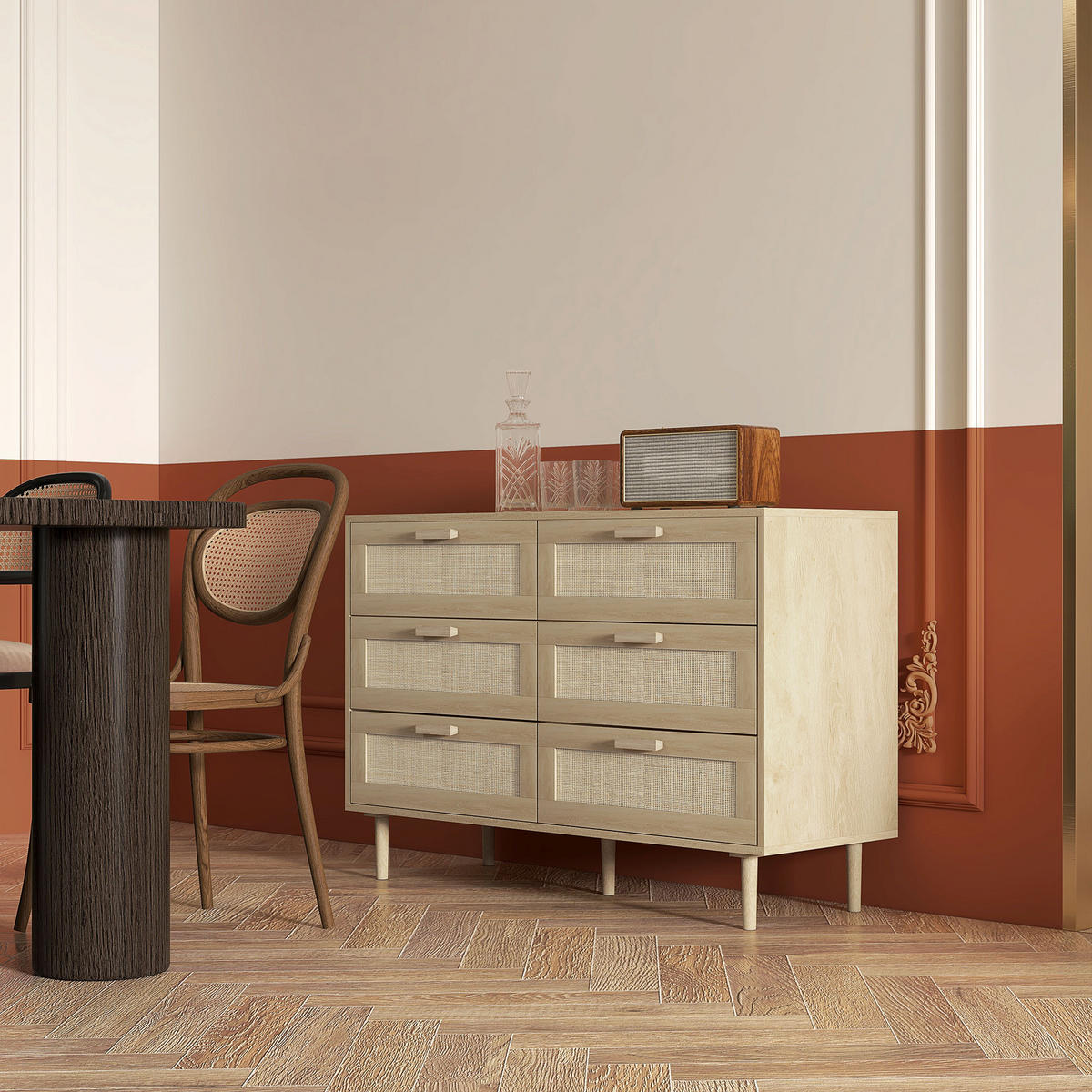 KOMMODE Hellbraun 110/40/75 cm - Naturfarben, Holzwerkstoff (110/75/40cm) - PANGIVO